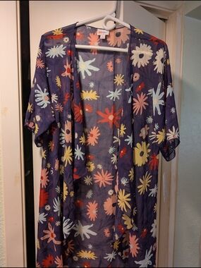 LuLaRoe Shirley Multicolor Floral Sheer Short Duster Sz S NWT